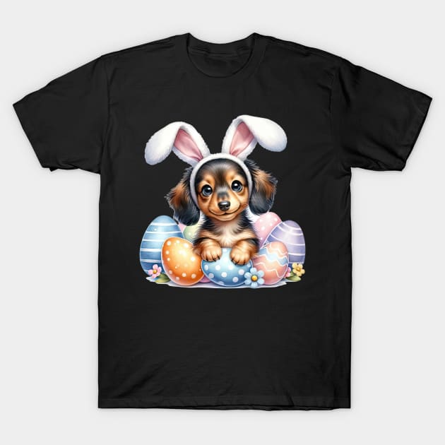 Puppy Dachshund Bunny Ears Easter Eggs Happy Easter Day T-Shirt by TATTOO project